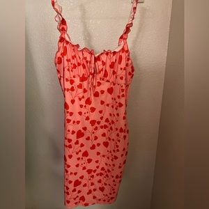 Shein Valentine's Day Dress Heart Print Red and Pink M